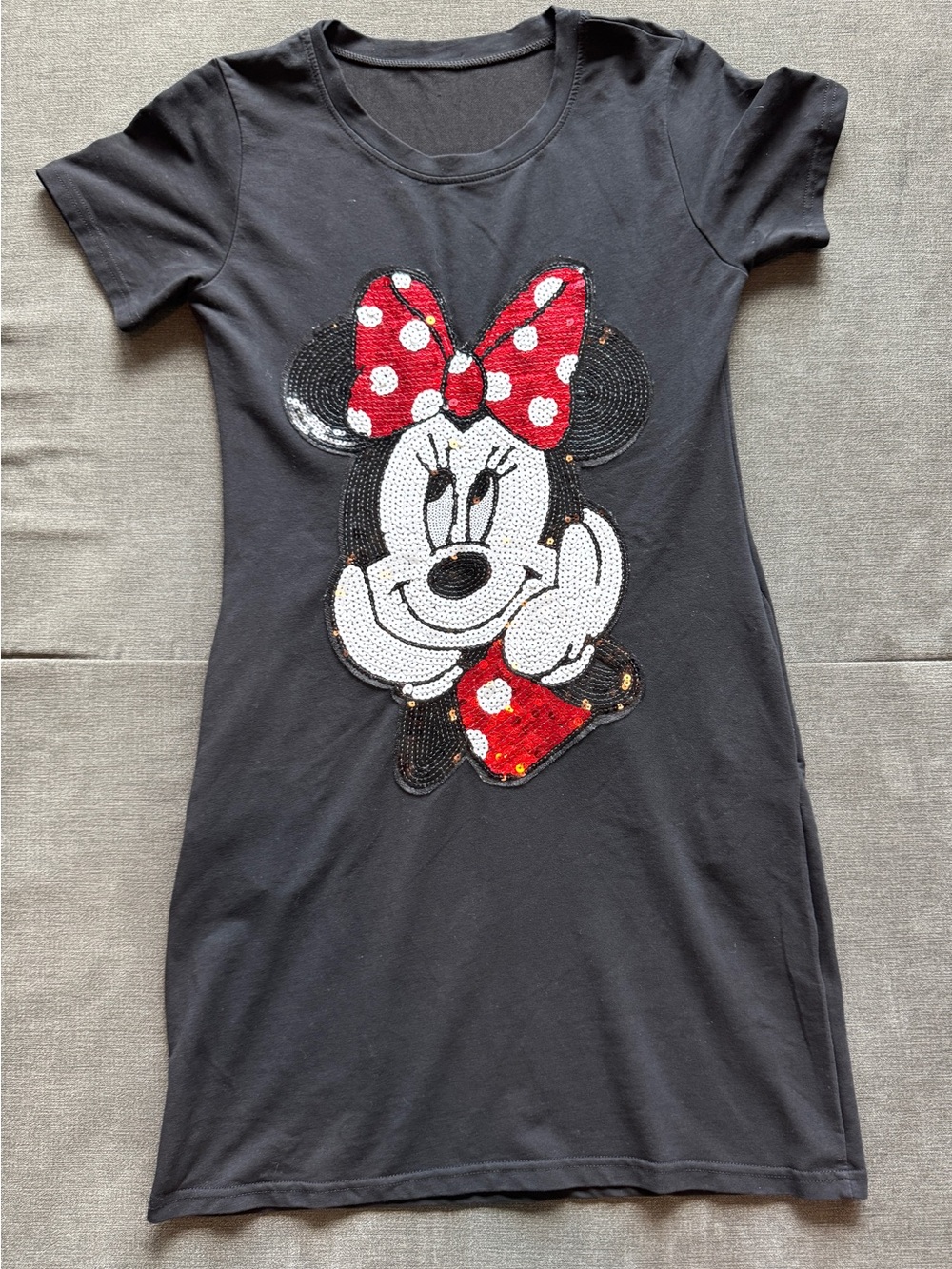 Black Minnie Mouse Sequin Tee Shirt Dress
